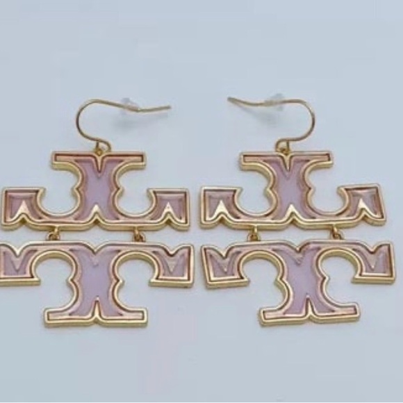 Tory Burch Drop Pink 18K gold plated Earrings - Picture 2 of 4